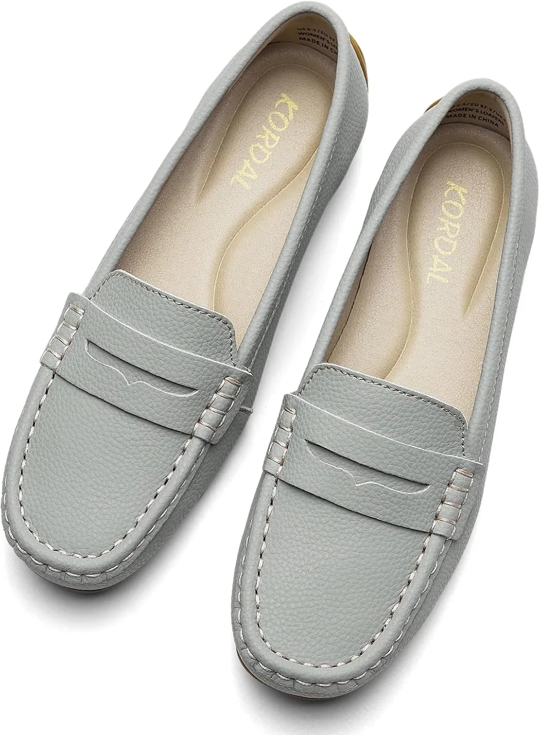 Women's Comfortable & Lightweight Leather Penny Loafers Slip-Ons Cute Business Casual Dress Shoes Work Office Flats Everyday Walking Shoes Driving Mocs for Women