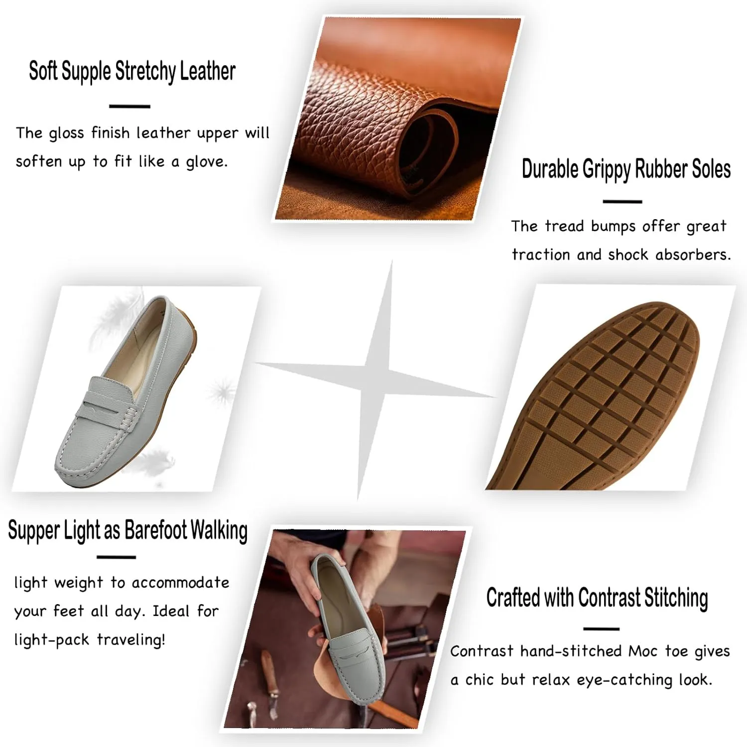 Women's Comfortable & Lightweight Leather Penny Loafers Slip-Ons Cute Business Casual Dress Shoes Work Office Flats Everyday Walking Shoes Driving Mocs for Women