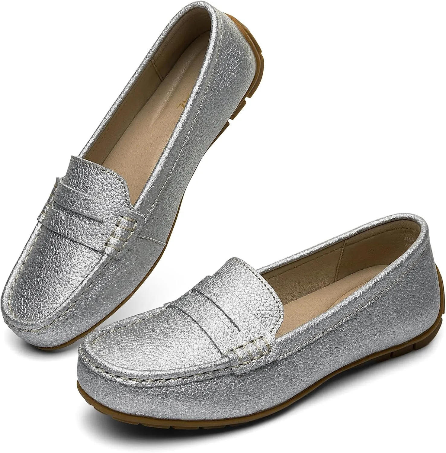 Women's Comfortable & Lightweight Leather Penny Loafers Slip-Ons Cute Business Casual Dress Shoes Work Office Flats Everyday Walking Shoes Driving Mocs for Women