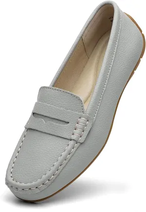 Women's Comfortable & Lightweight Leather Penny Loafers Slip-Ons Cute Business Casual Dress Shoes Work Office Flats Everyday Walking Shoes Driving Mocs for Women