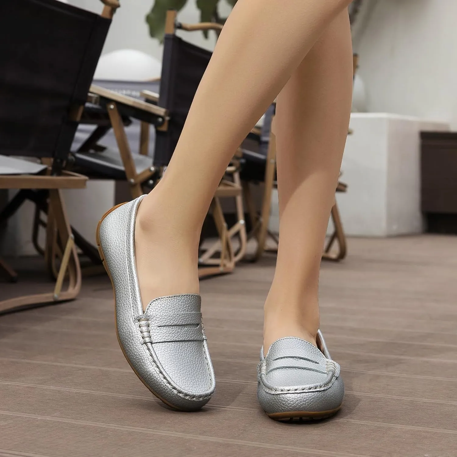 Women's Comfortable & Lightweight Leather Penny Loafers Slip-Ons Cute Business Casual Dress Shoes Work Office Flats Everyday Walking Shoes Driving Mocs for Women