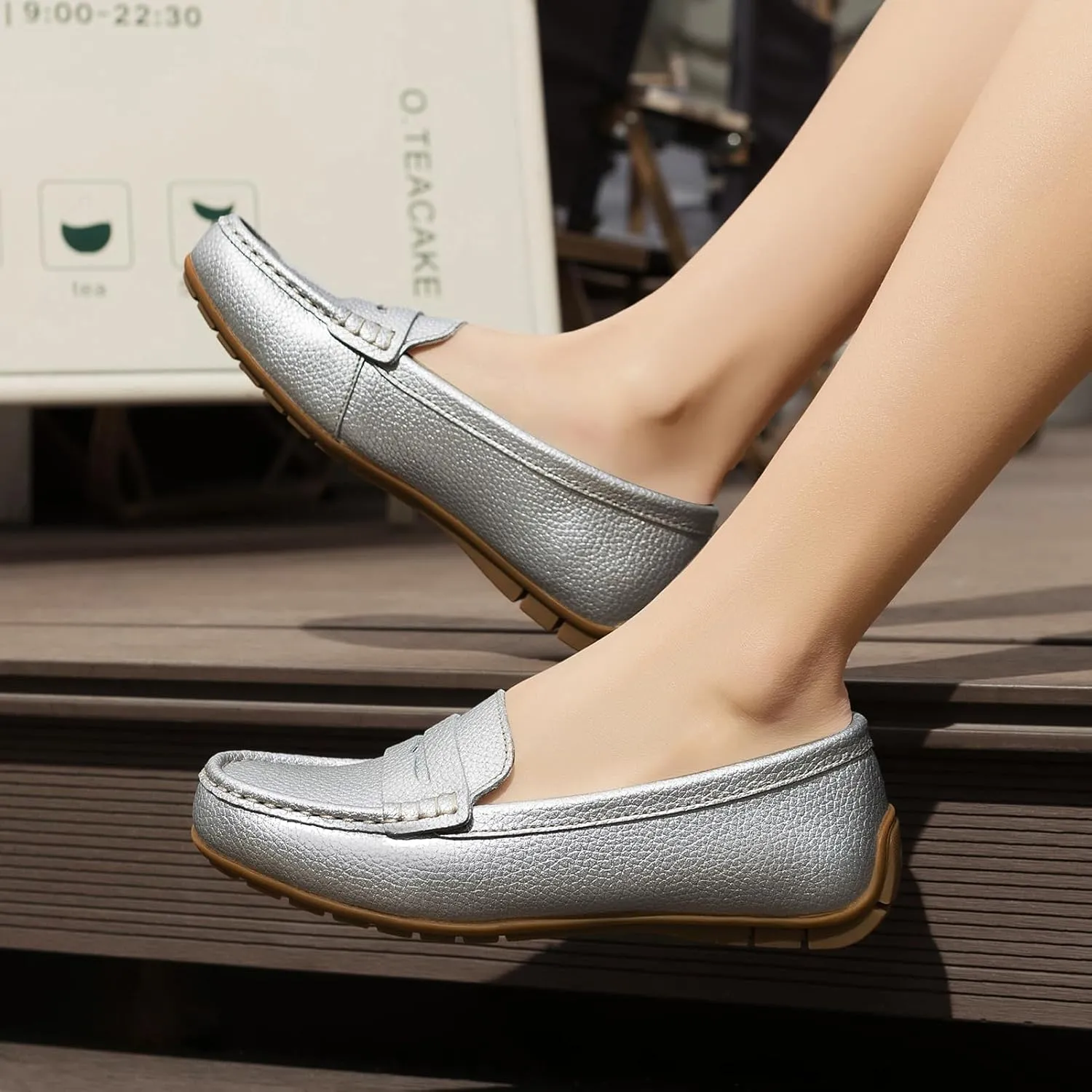 Women's Comfortable & Lightweight Leather Penny Loafers Slip-Ons Cute Business Casual Dress Shoes Work Office Flats Everyday Walking Shoes Driving Mocs for Women