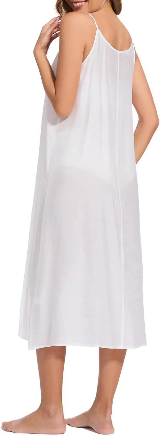 Women's Cotton Silk Long Slip Dress Camisoles Full Slips For Under Dress Nightgowns Camis Dress Petticoat