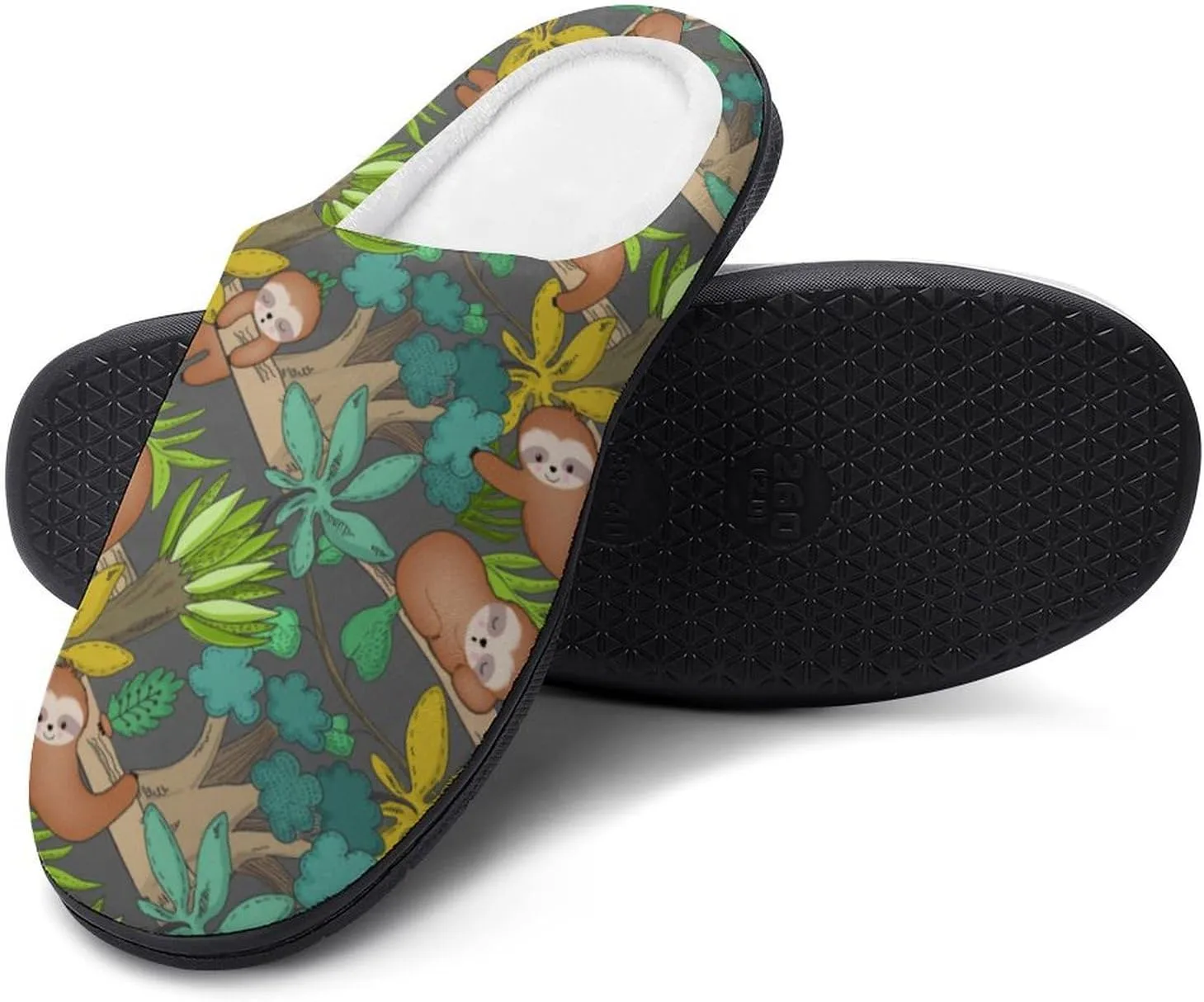 Womens Cowboy Cactus Slippers Men Warm Cotton House Slippers Hard Sole Soft Clog Slippers Slip-On Shoes Indoor Outdoor