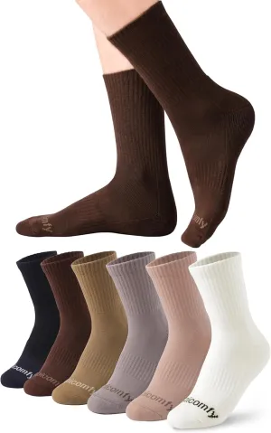 Women's Crew-Socks with Comfy Cushioned Bottom and Arch Compression, Running, Sports, Works Socks (6 Pairs)