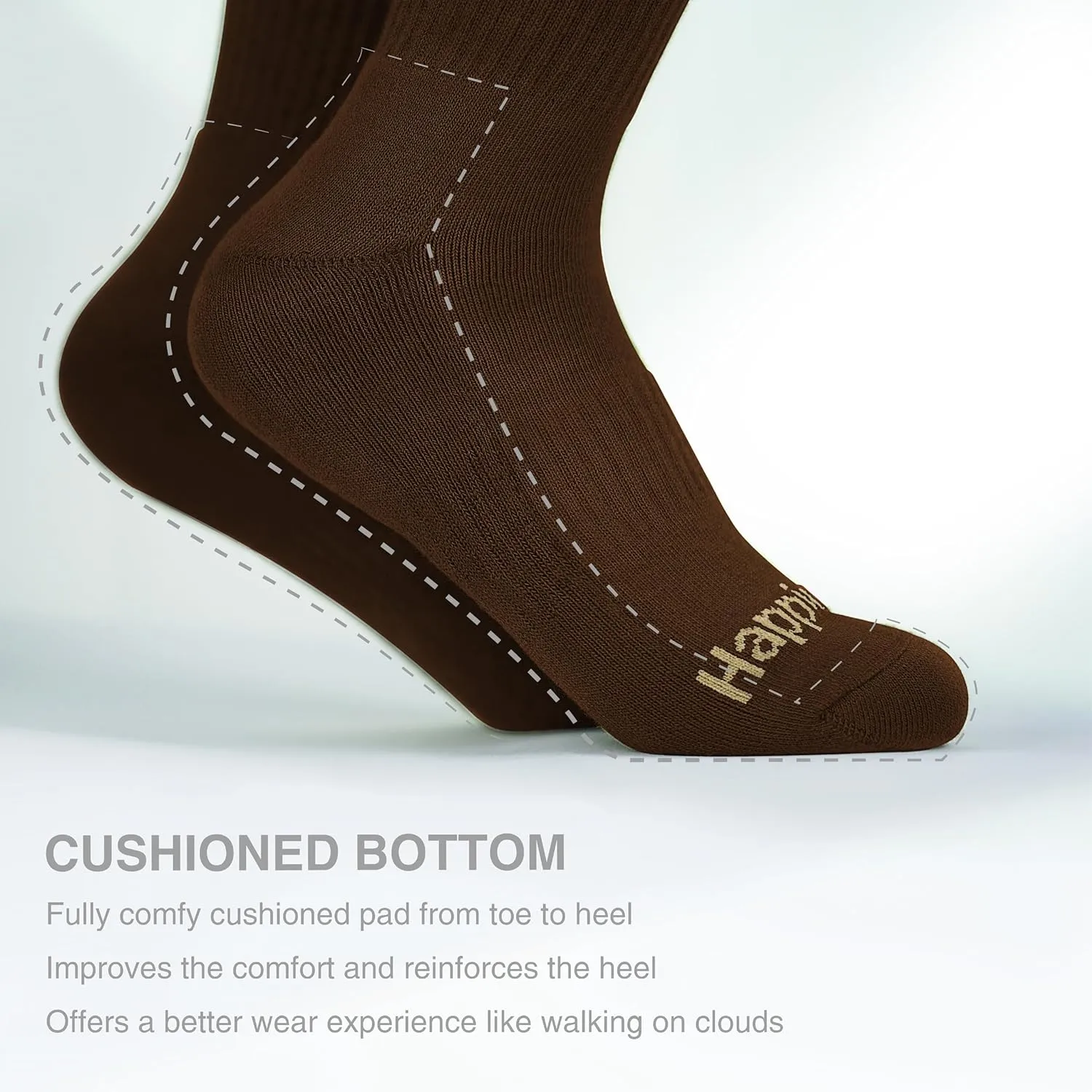 Women's Crew-Socks with Comfy Cushioned Bottom and Arch Compression, Running, Sports, Works Socks (6 Pairs)