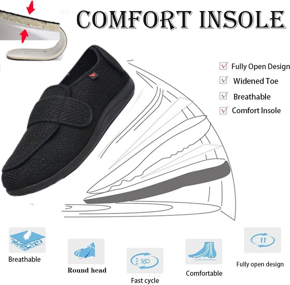 Women's Diabetic Shoes Comfortable and Adjustable Extra Wide Slip-on Shoes for Elderly,Edema,Swollen Feet