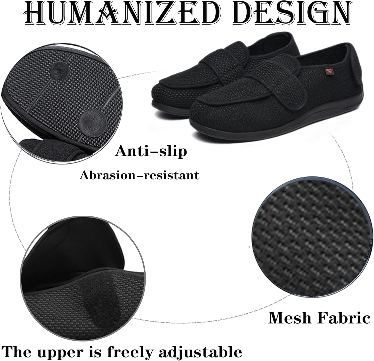Women's Diabetic Shoes Comfortable and Adjustable Extra Wide Slip-on Shoes for Elderly,Edema,Swollen Feet