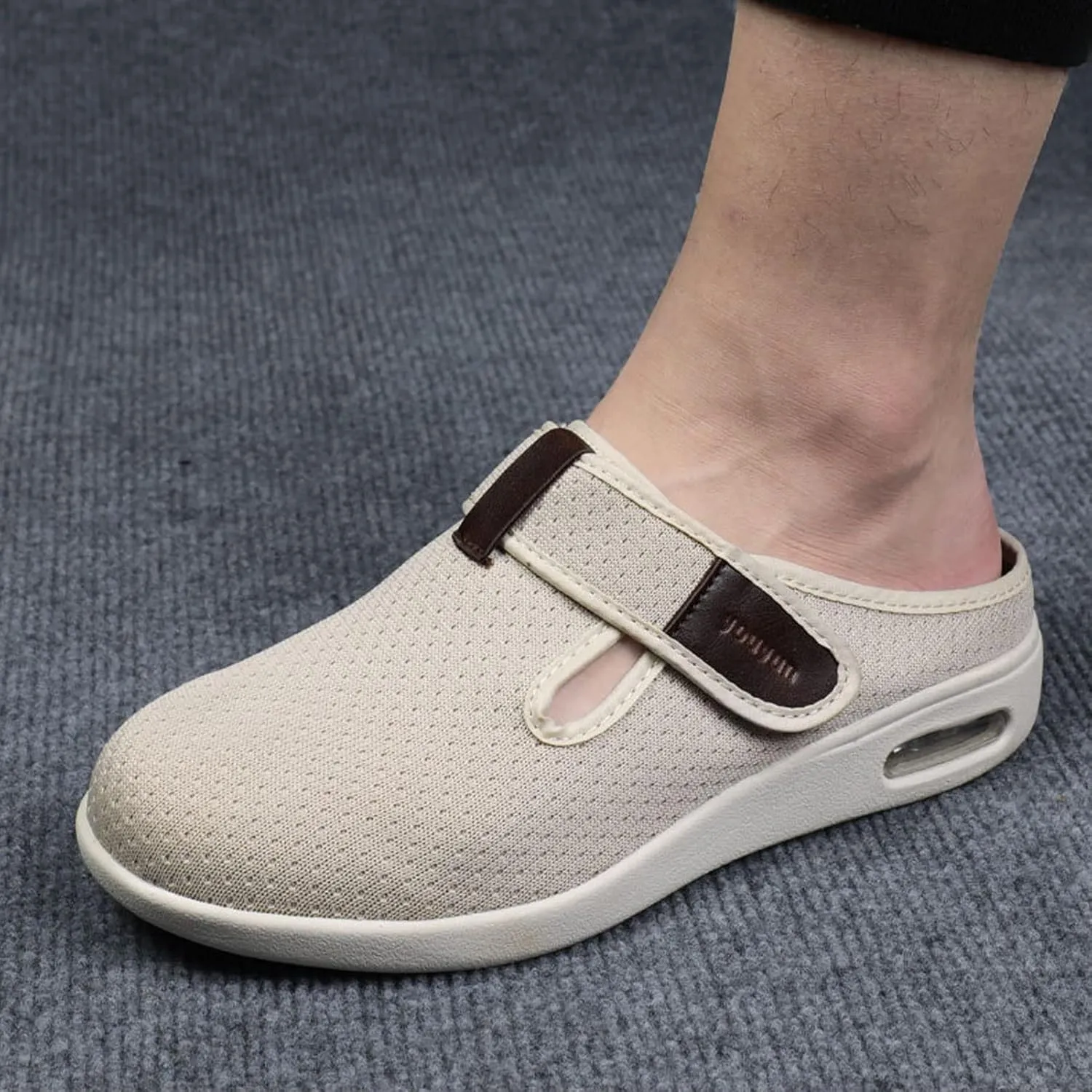 Women's Diabetic Shoes Extra Wide, Air Cushion Lightweight Comfy Sandals with Adjustable Closure, Walking Slipper for Elderly Swollen Bandaged Feet(Size:40,Color:Bluegray)