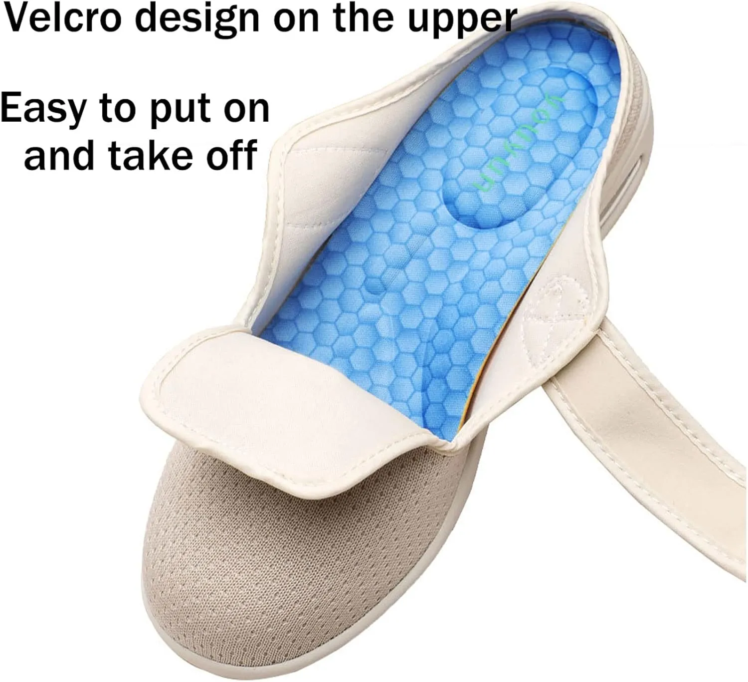 Women's Diabetic Shoes Extra Wide, Air Cushion Lightweight Comfy Sandals with Adjustable Closure, Walking Slipper for Elderly Swollen Bandaged Feet(Size:40,Color:Bluegray)