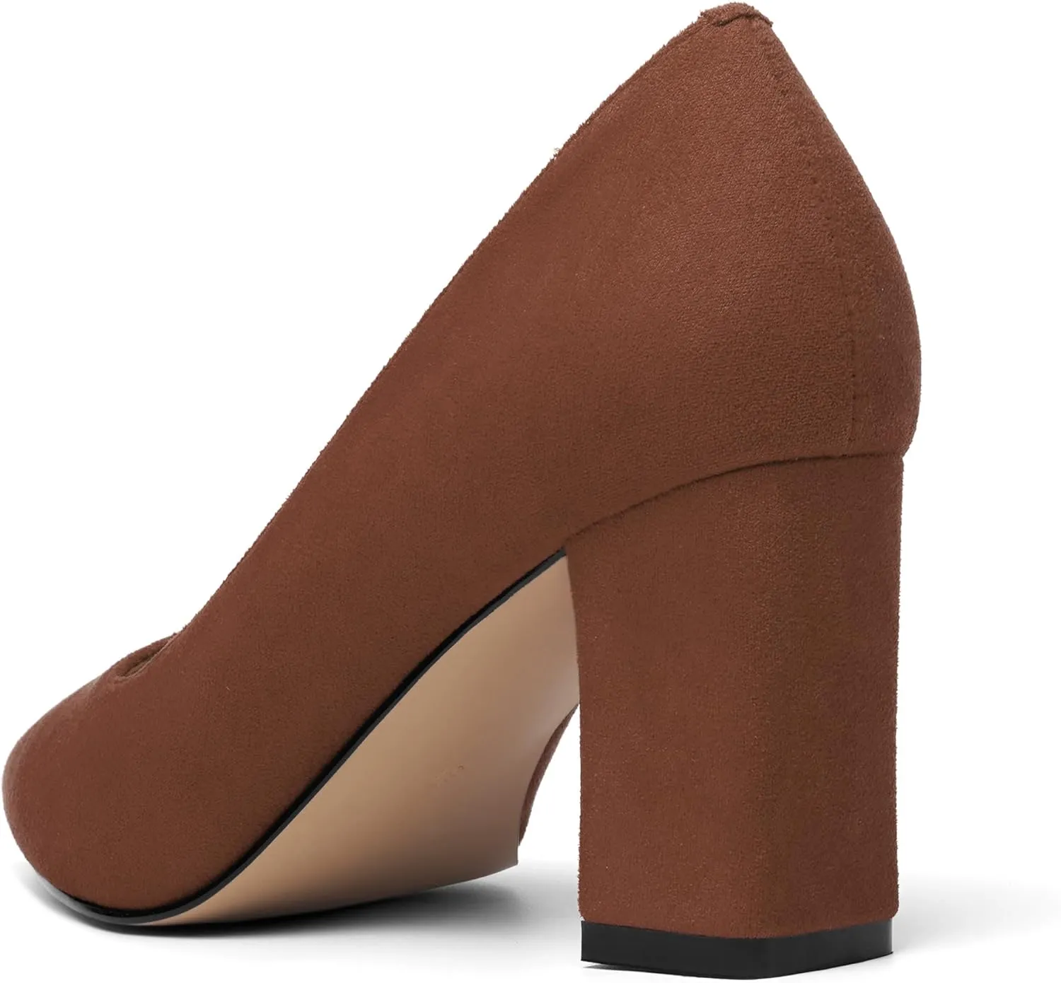Womens Dress Pointed Toe Slip On Suede Dating Block High Heel Pumps Shoes 3 Inch