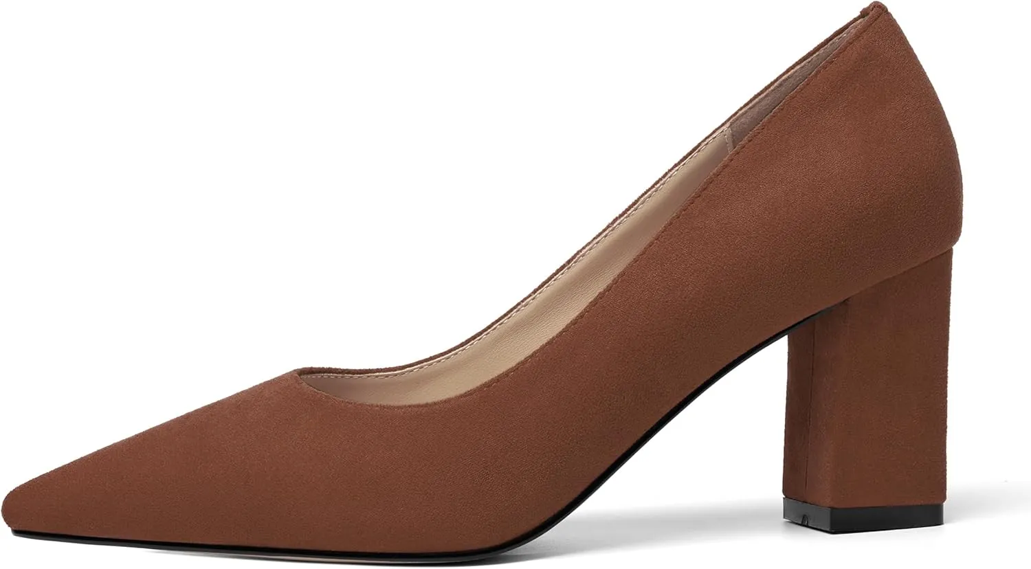 Womens Dress Pointed Toe Slip On Suede Dating Block High Heel Pumps Shoes 3 Inch