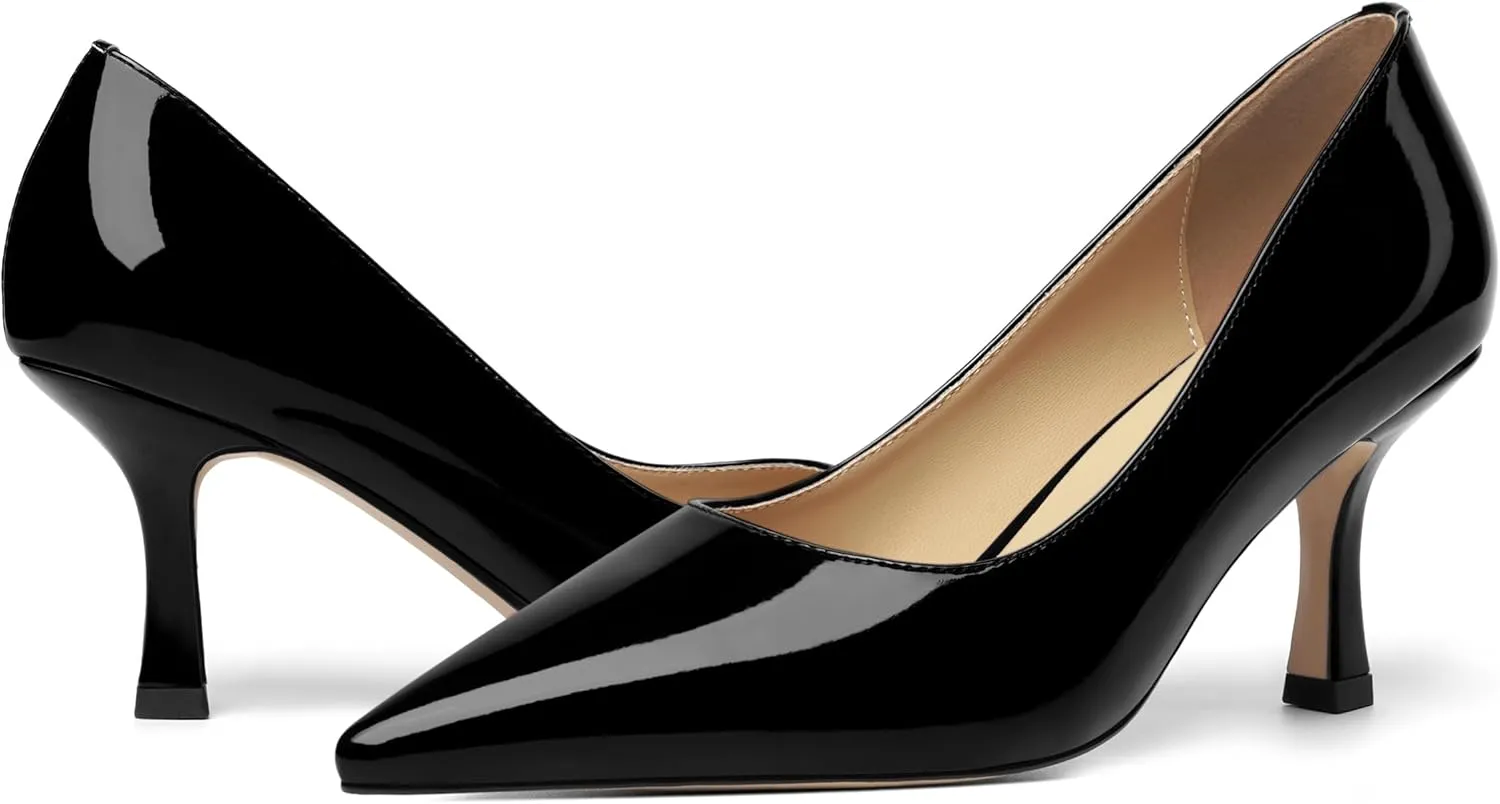 Womens Dress Pointed Toe Wedding Patent Slip On Spool High Heel Pumps Shoes 3 Inch