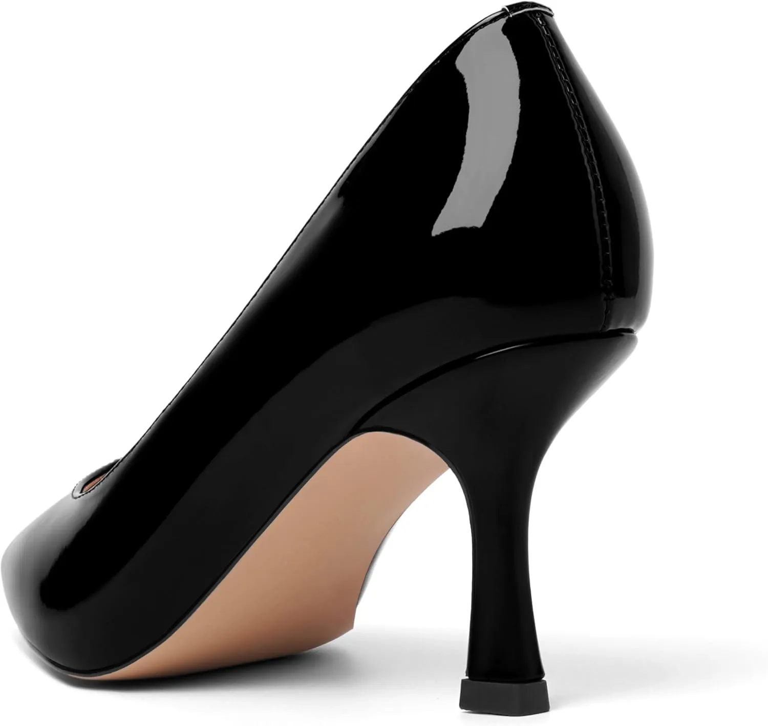 Womens Dress Pointed Toe Wedding Patent Slip On Spool High Heel Pumps Shoes 3 Inch