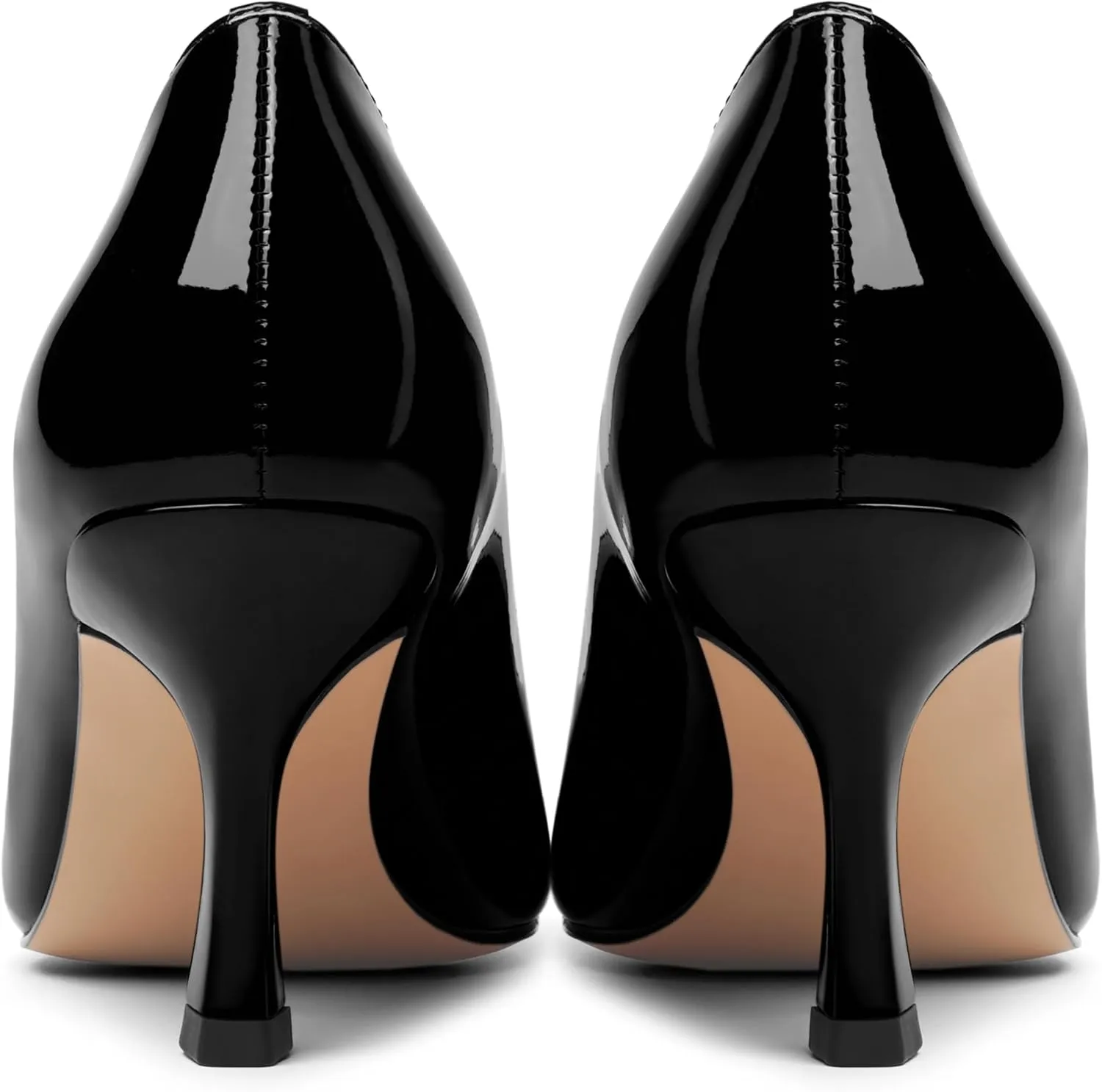 Womens Dress Pointed Toe Wedding Patent Slip On Spool High Heel Pumps Shoes 3 Inch