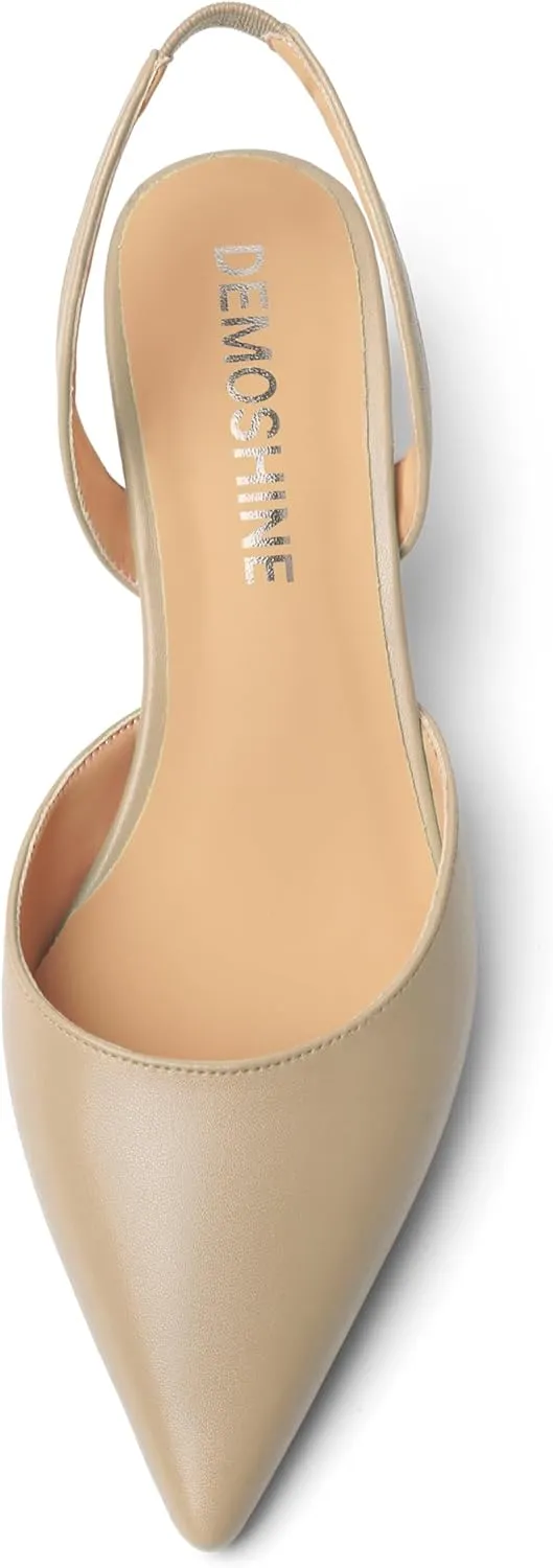 Womens Fashion Slip On Matte Slingback Pointed Toe Dating Spool High Heel Pumps Shoes 3 Inch