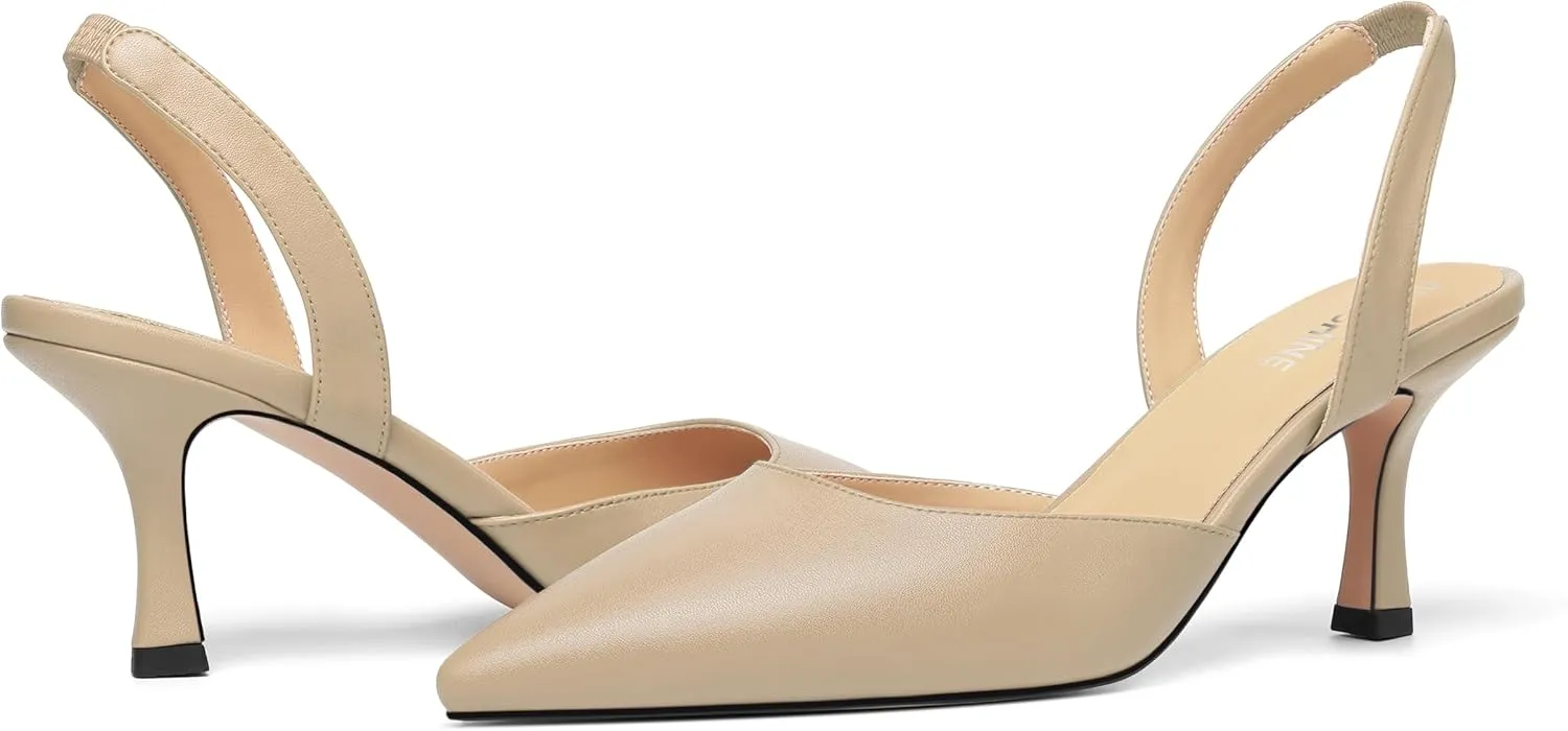 Womens Fashion Slip On Matte Slingback Pointed Toe Dating Spool High Heel Pumps Shoes 3 Inch