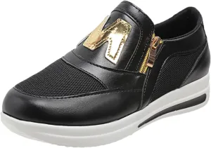 Womens Flat Slip On Sneakers Casual Walking Shoes Lightweight Canvas Comfortable Elastic Non Slip Loafers