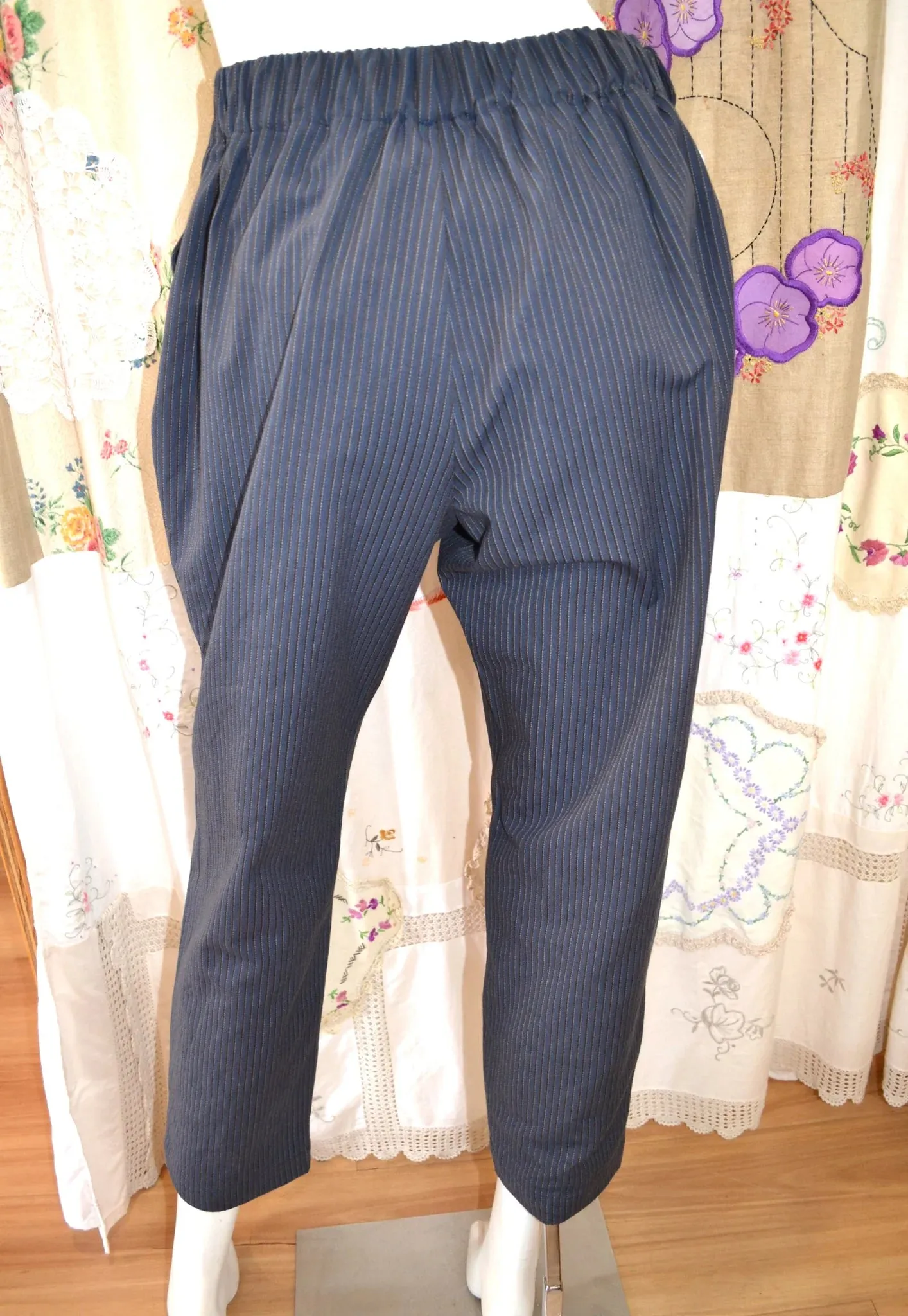 Women's Handmade Slider Pants - Royal Stripe