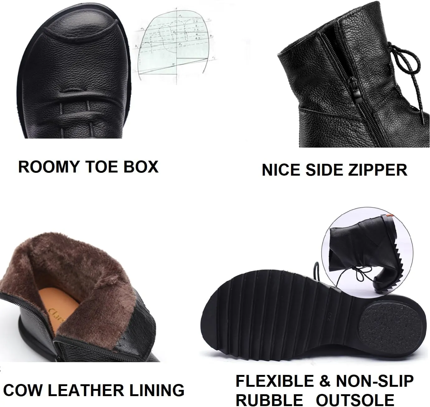 Women's Leather Casual Soft Flat Boots