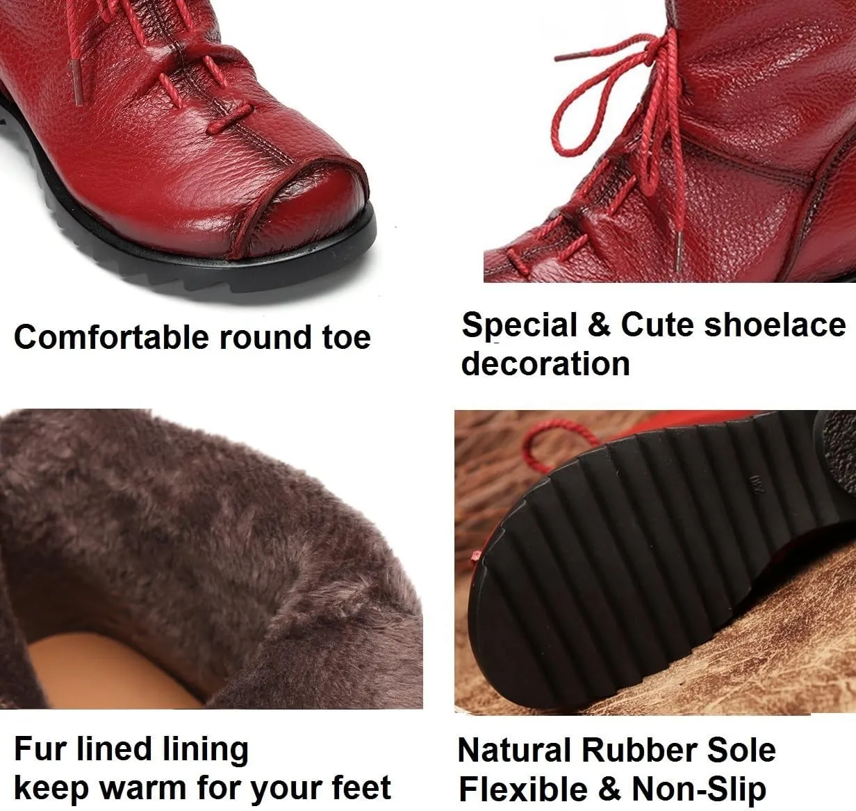 Women's Leather Casual Soft Flat Boots