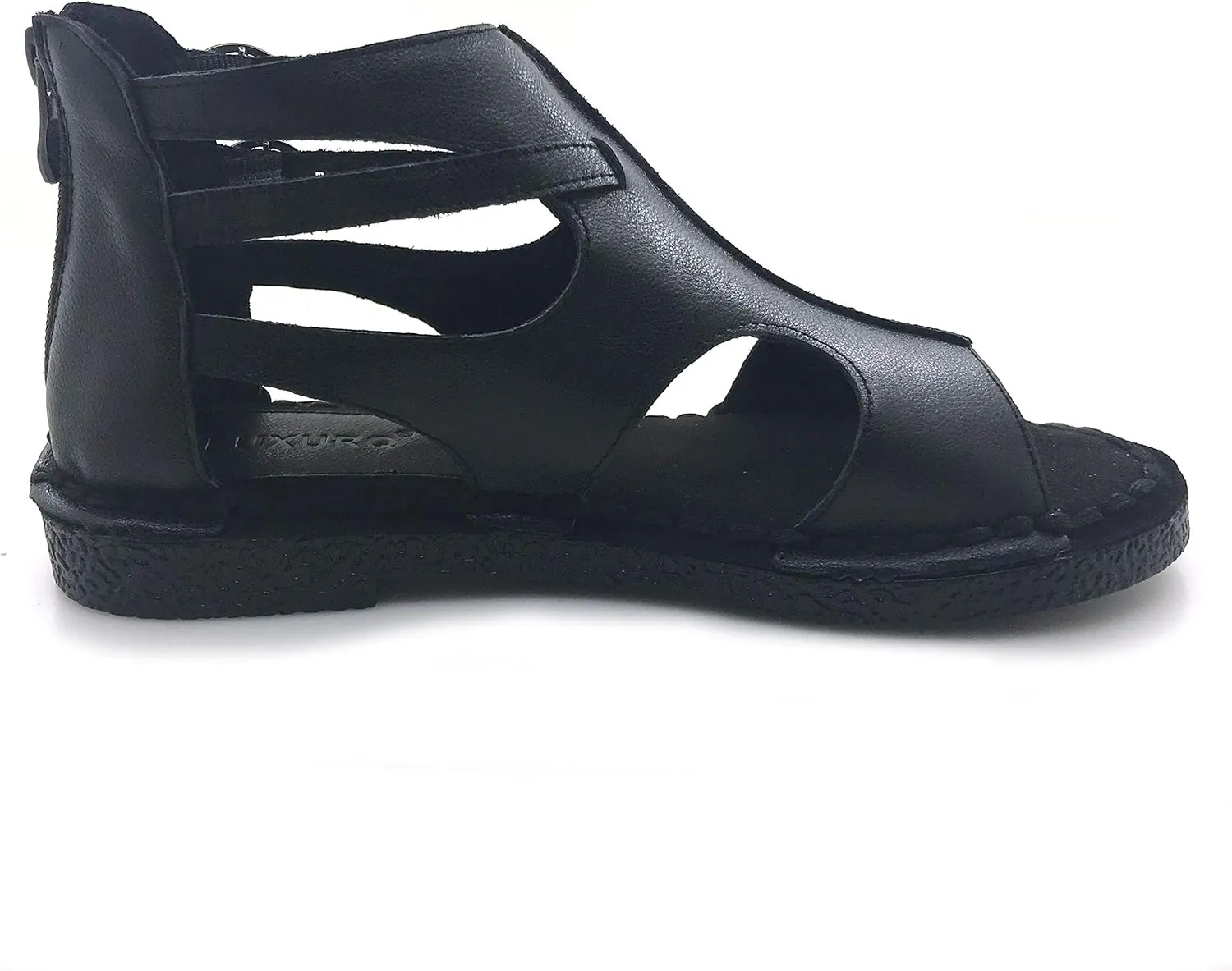Womens Leather Sandals - Low Wedge Soft and Comfort Outdoor Sandals, Gladiator Flat Sandal for Women