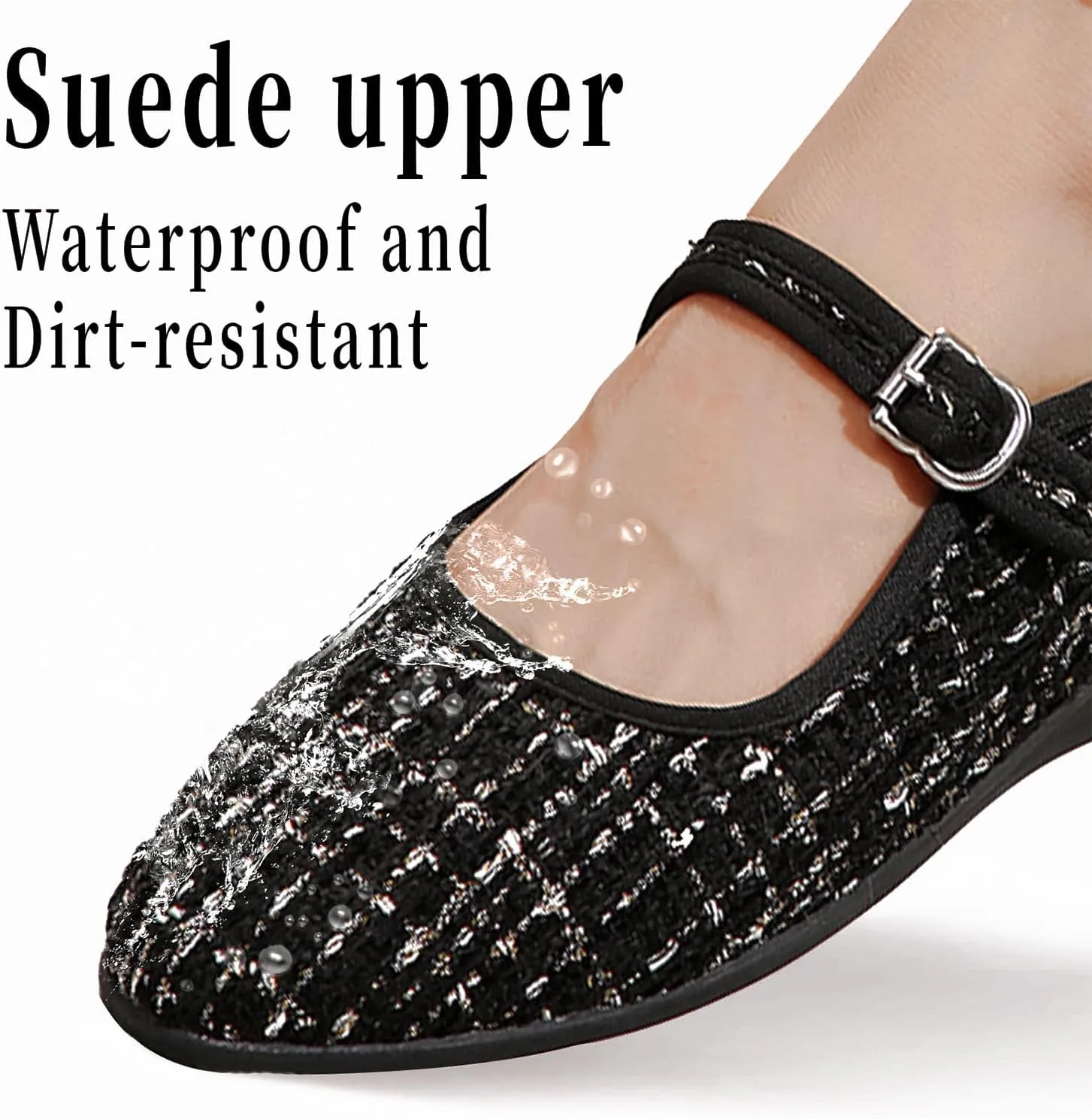 Women's Mary Jane Flats Comfortable Slip-on Flats Round Toe Dressy Ballet Shoes for Women
