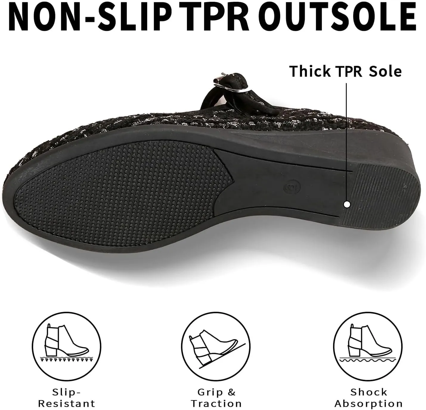 Women's Mary Jane Flats Comfortable Slip-on Flats Round Toe Dressy Ballet Shoes for Women