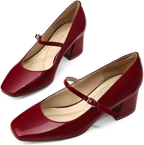 Women's Mary Janes Chunky Heels Dress Shoes for Women Low Block Heels Closed Toe Mary Jane Pumps Comfortable Shoes for Prom