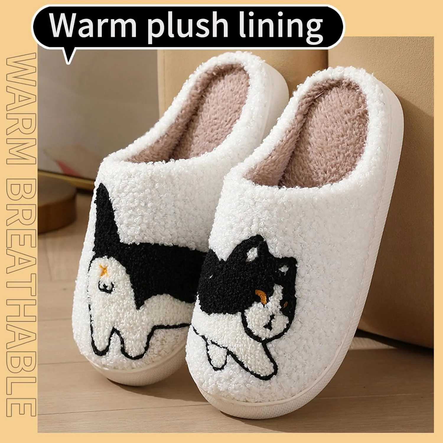 Women's Men's Funny Animal Slippers Cute Cartoon Plush Warm Comfy Couple Indoor Outdoor Home Shoes