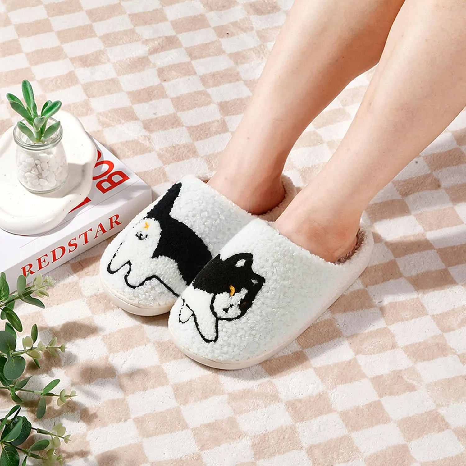 Women's Men's Funny Animal Slippers Cute Cartoon Plush Warm Comfy Couple Indoor Outdoor Home Shoes