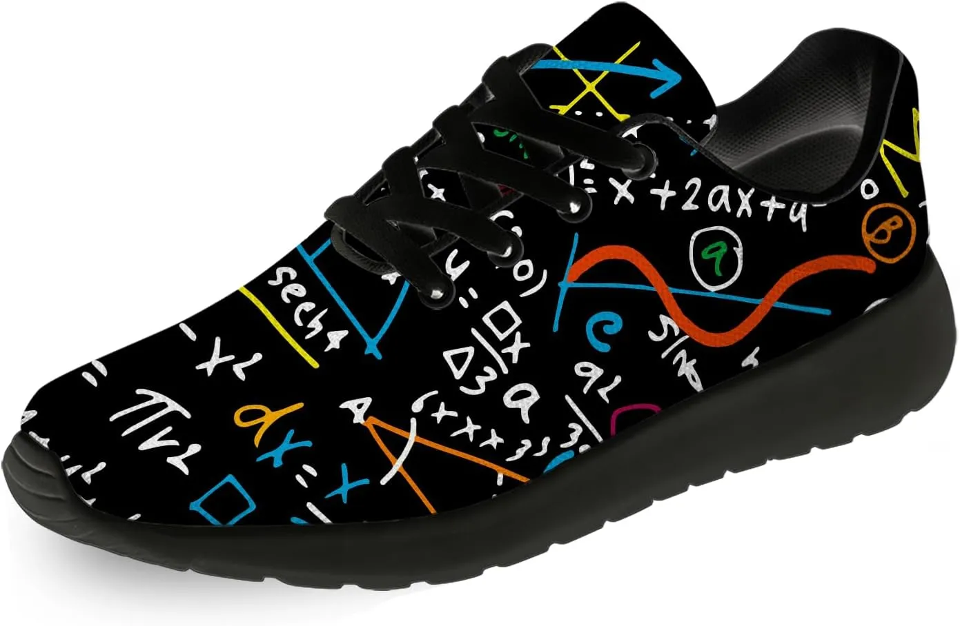 Women's Men's Math Print Running Shoes Comfort Tennis Gym Shoes Walking Sneakers Gifts for Him Her