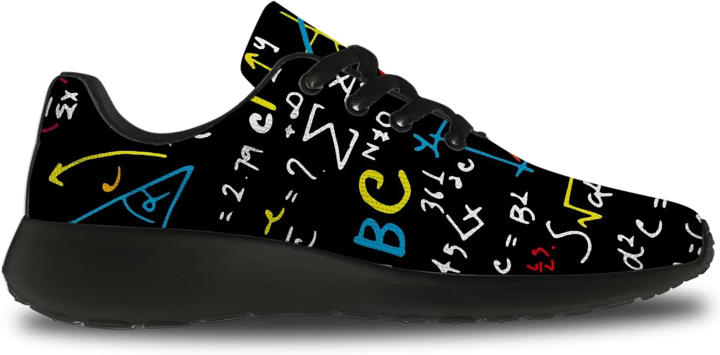 Women's Men's Math Print Running Shoes Comfort Tennis Gym Shoes Walking Sneakers Gifts for Him Her