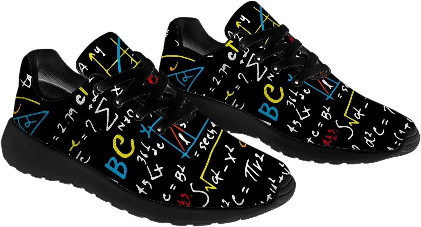 Women's Men's Math Print Running Shoes Comfort Tennis Gym Shoes Walking Sneakers Gifts for Him Her