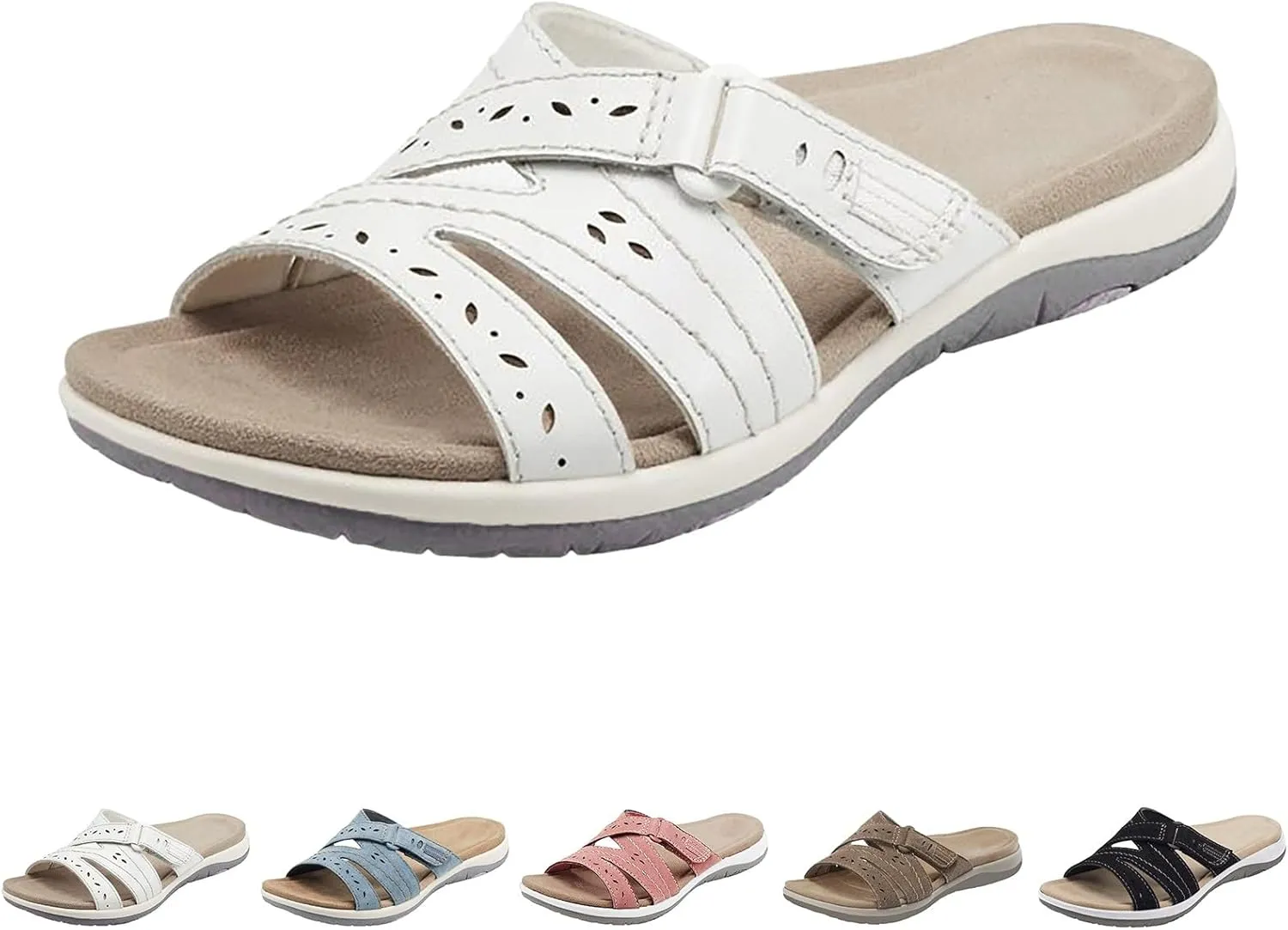Womens Mesh Orthotic Sandals Comfy Fit Soft Sole Arch Corrective Sandals Summer Walking Flat Slides Open Toe Beach Slippers