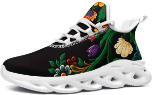 Women's Mexican Flower Running Shoes Vintage Floral Print Athletic Cushion Non Slip Sports Walking Sneaker Gym Tennis Shoes Mother's Gift