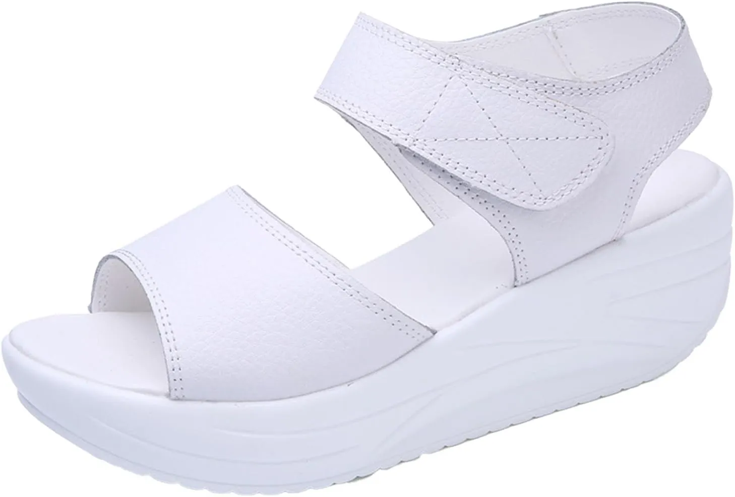 Women's Open Toe Platform Muffin Sandals,Causal Lightweight Comfy Adjustable Ankle Backstrap Orthotic Cushion Wedge Shoes