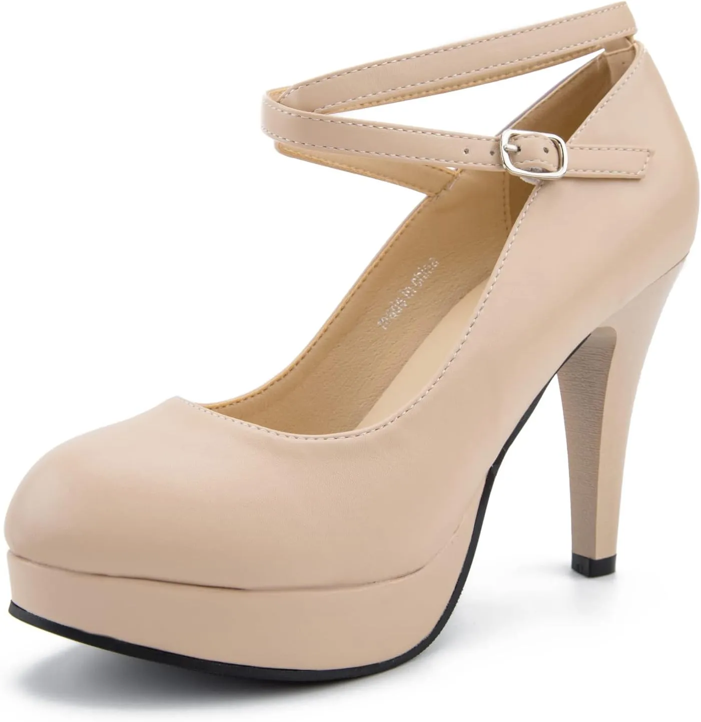 Women's Platform High Heels Closed Toe Pumps Strappy Cross Ankle Strap Shoes