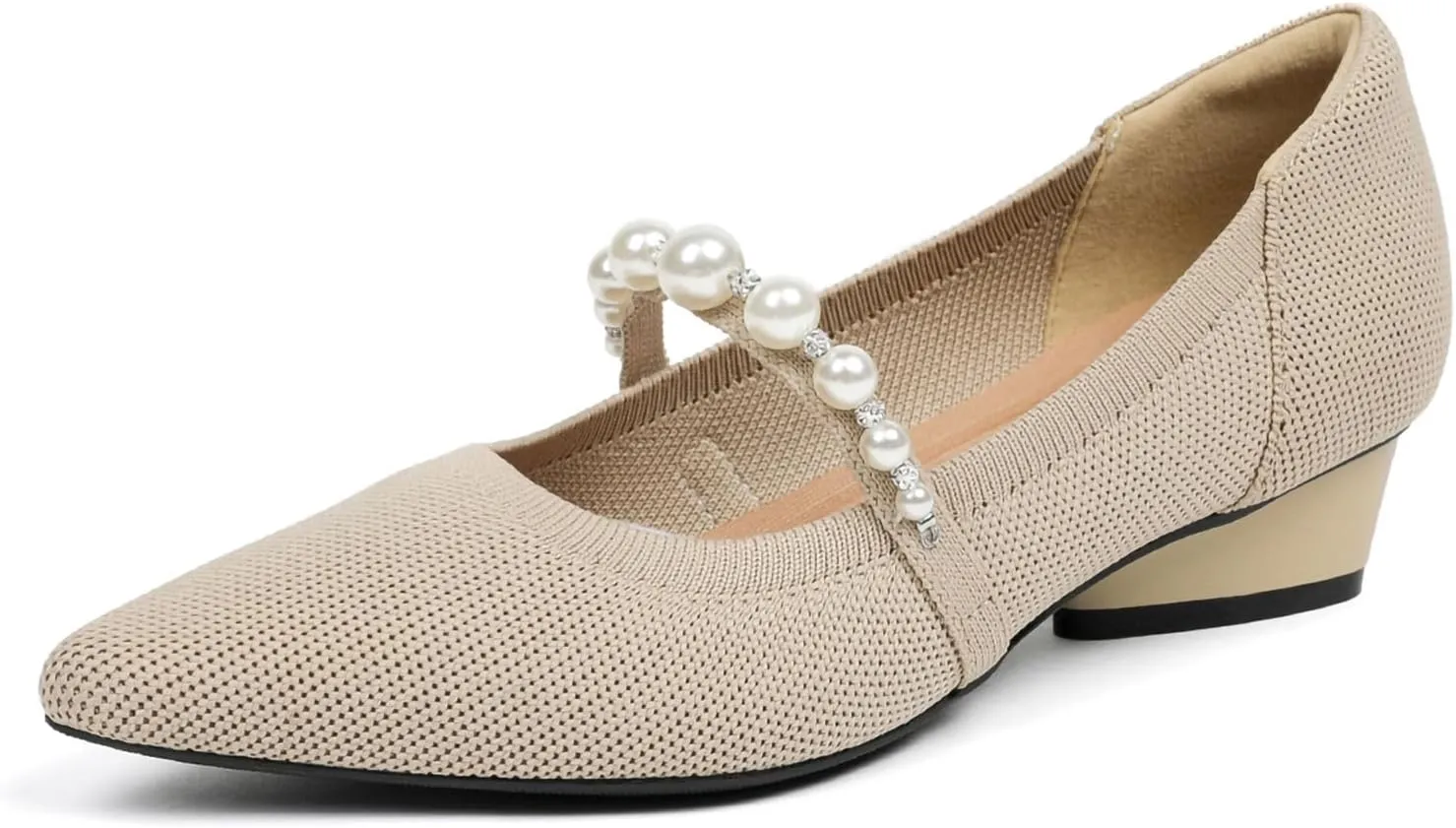 Women's Pumps Chunky Heels Pointed Toe Knit Comfortable Casual Work Office Dress Shoes