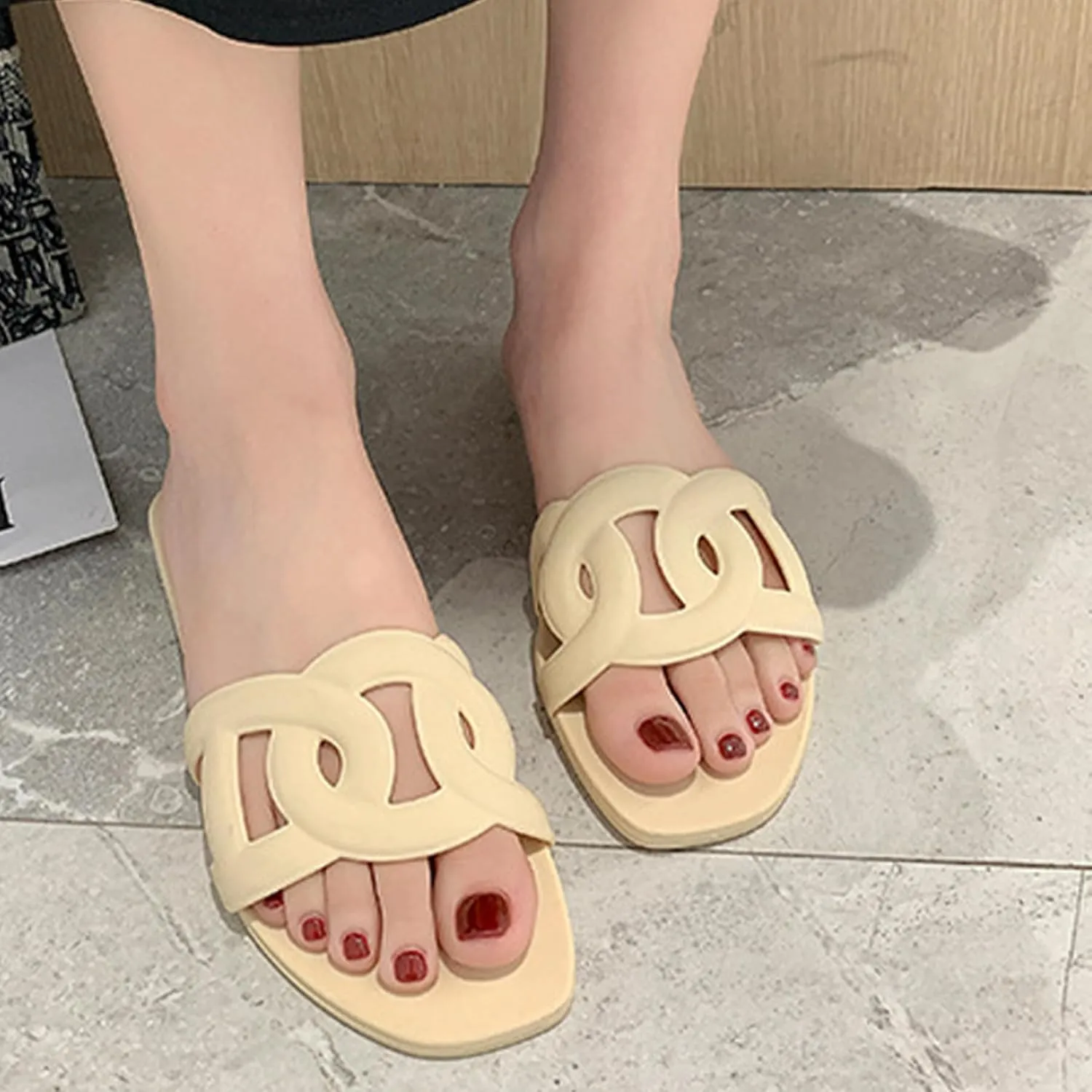 Women's Sandals Summer Slide Sandals Comfy Sandals Fashion Dressy Flat Sandals Slip On Casual Sandals