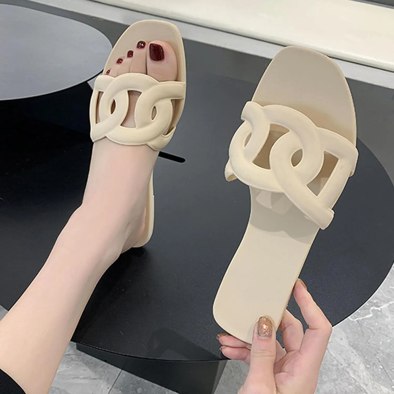 Women's Sandals Summer Slide Sandals Comfy Sandals Fashion Dressy Flat Sandals Slip On Casual Sandals