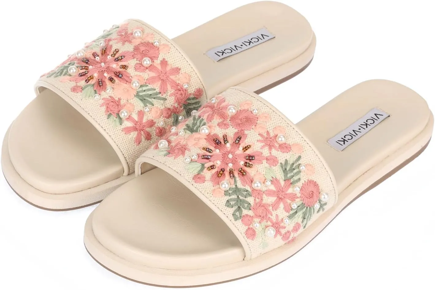 Women's Slide Sandals Comfortable Flat Sandals Slip On House Slippers Dressy Casual Outdoor Summer Beach Vacation Shoes