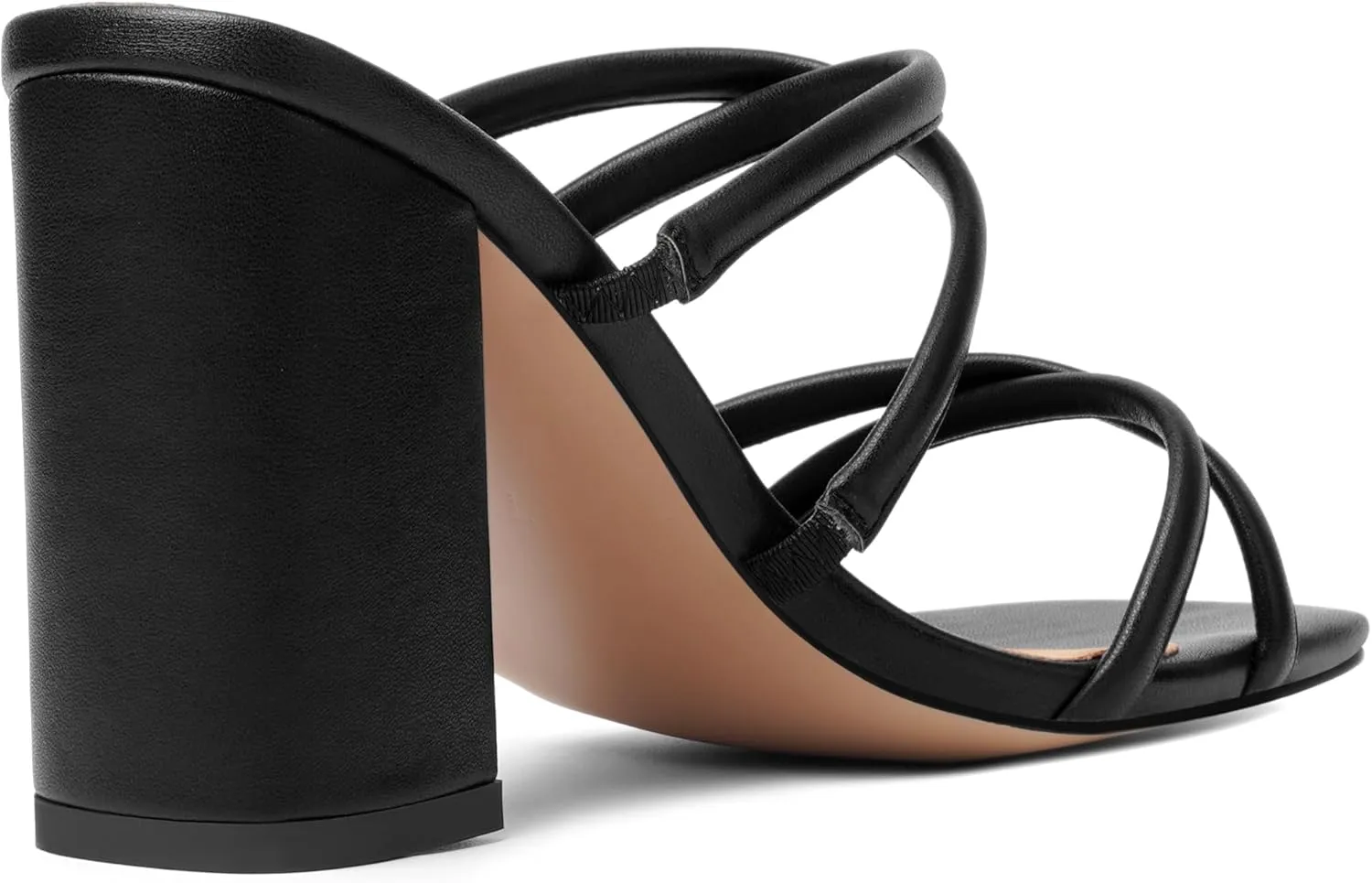 Womens Slip On Matte Open Toe Evening Dress Block High Heel Heeled Sandals 3.3 Inch