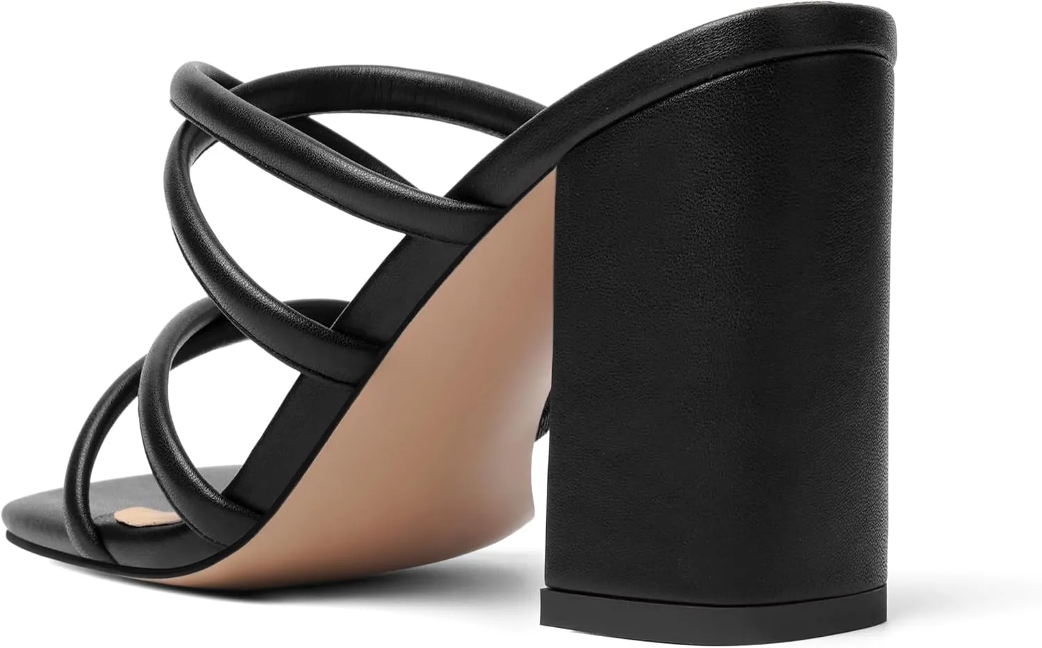 Womens Slip On Matte Open Toe Evening Dress Block High Heel Heeled Sandals 3.3 Inch