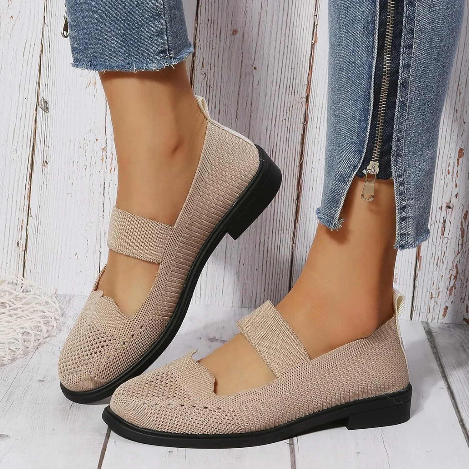 Women's Slip On Mesh Lightweight Flats Sneaker,Comfortable Breathable Non-Slip Soft Sole Walking Shoes Loafer Nurse Shoes