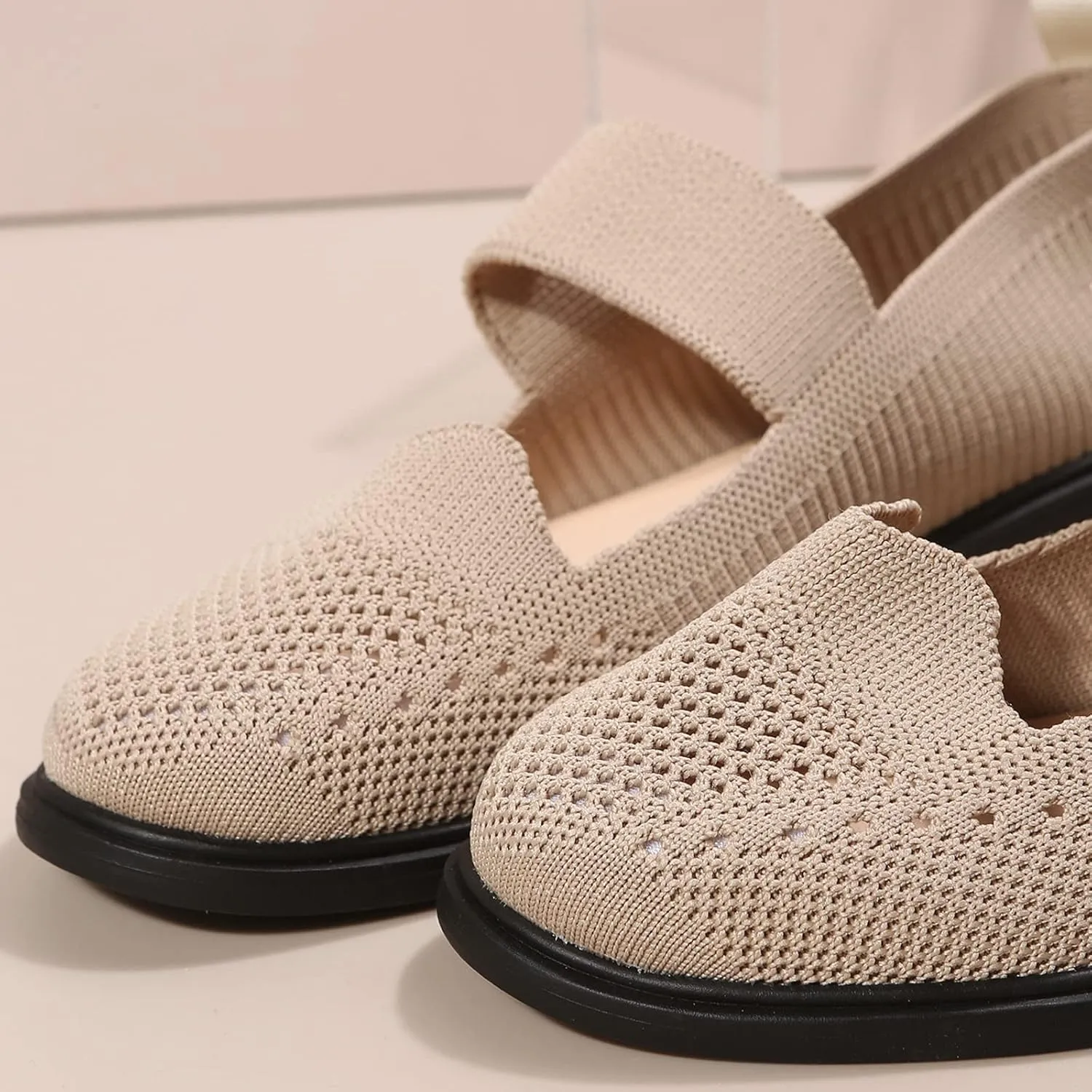 Women's Slip On Mesh Lightweight Flats Sneaker,Comfortable Breathable Non-Slip Soft Sole Walking Shoes Loafer Nurse Shoes