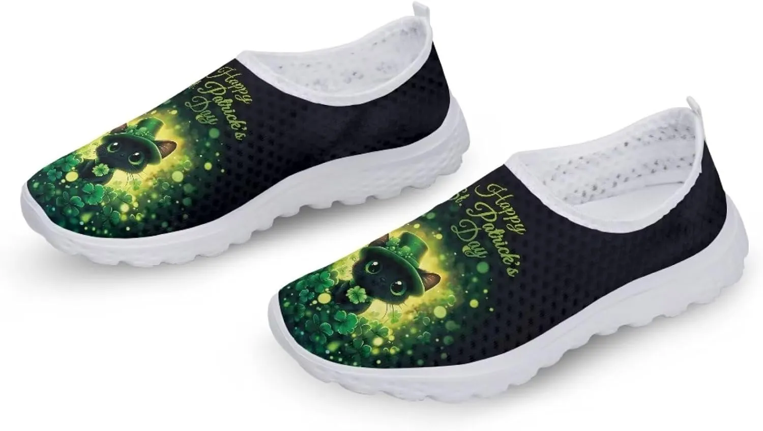 Womens Slip On Sneakers Patricks Day Shoes Athletic Tennis Shoe US 5.5-11.5