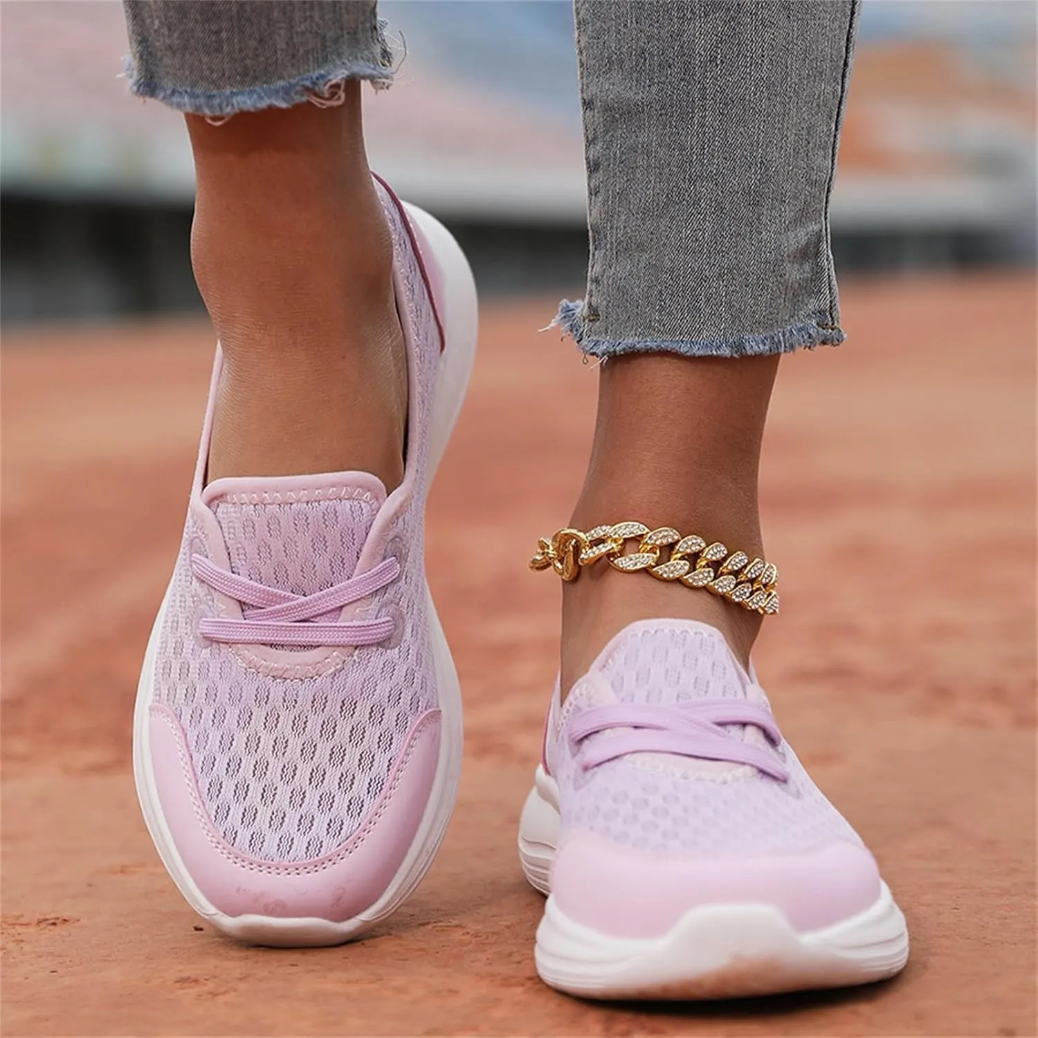 Women's Soft Sole Mesh Comfort Orthopedic Shoes, Lightweight Soft Solecomfortable Flat Arch Support Walking Shoes,Slip Ins Sneakers Ladies