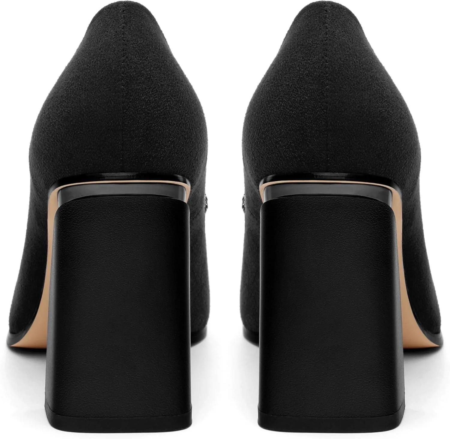 Women's Suede Chunky Block high Heels Comfortable Closed Pointed Toe Slip On Pumps Dinner Wedding Party Office Shoes 3.5 inch