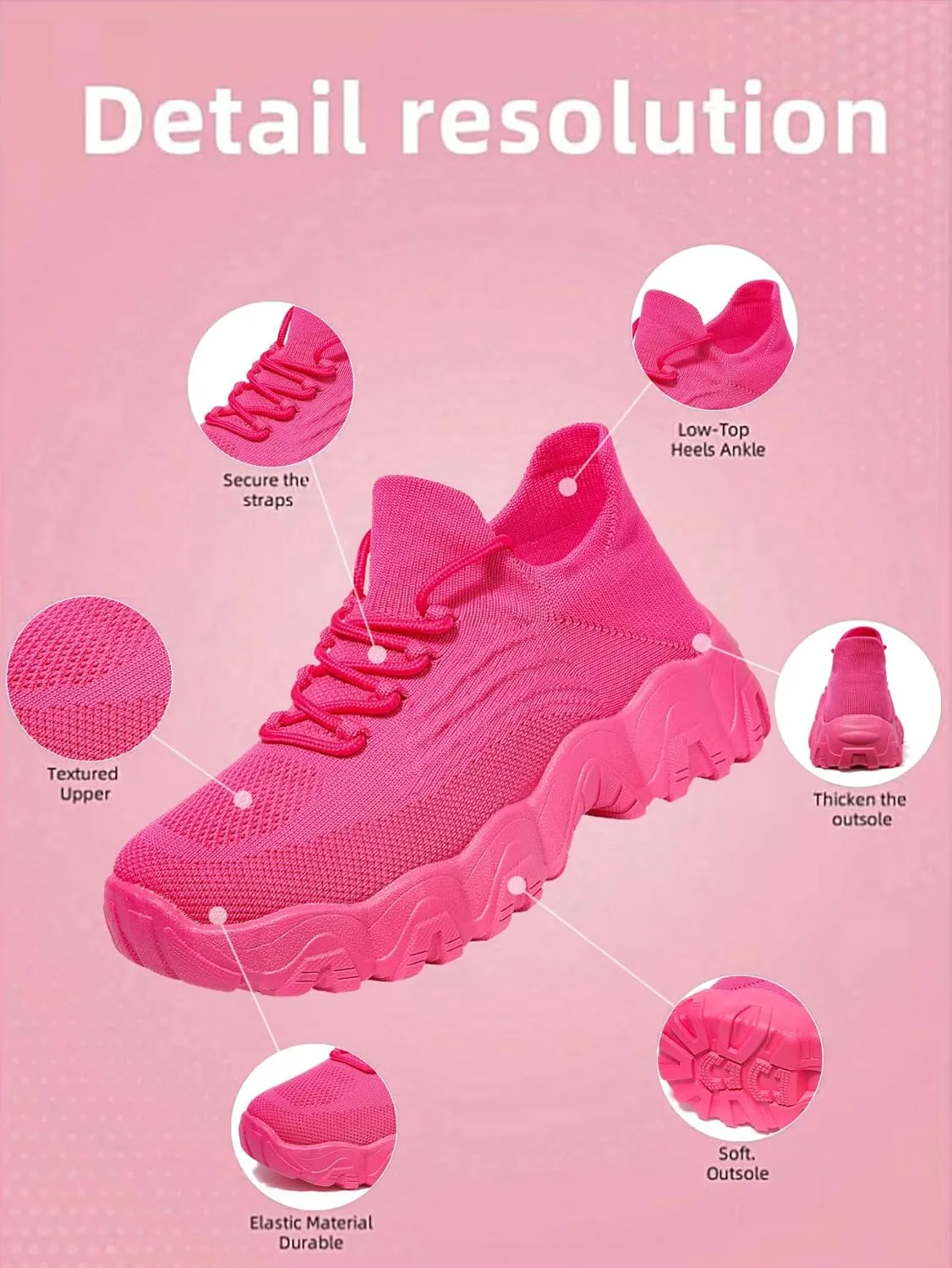 Women's Walking Shoes Slip-On Running Shoes- MD Sole Lightweight Sneakers for Women, Breathable Arch Support Running Gym Shoes